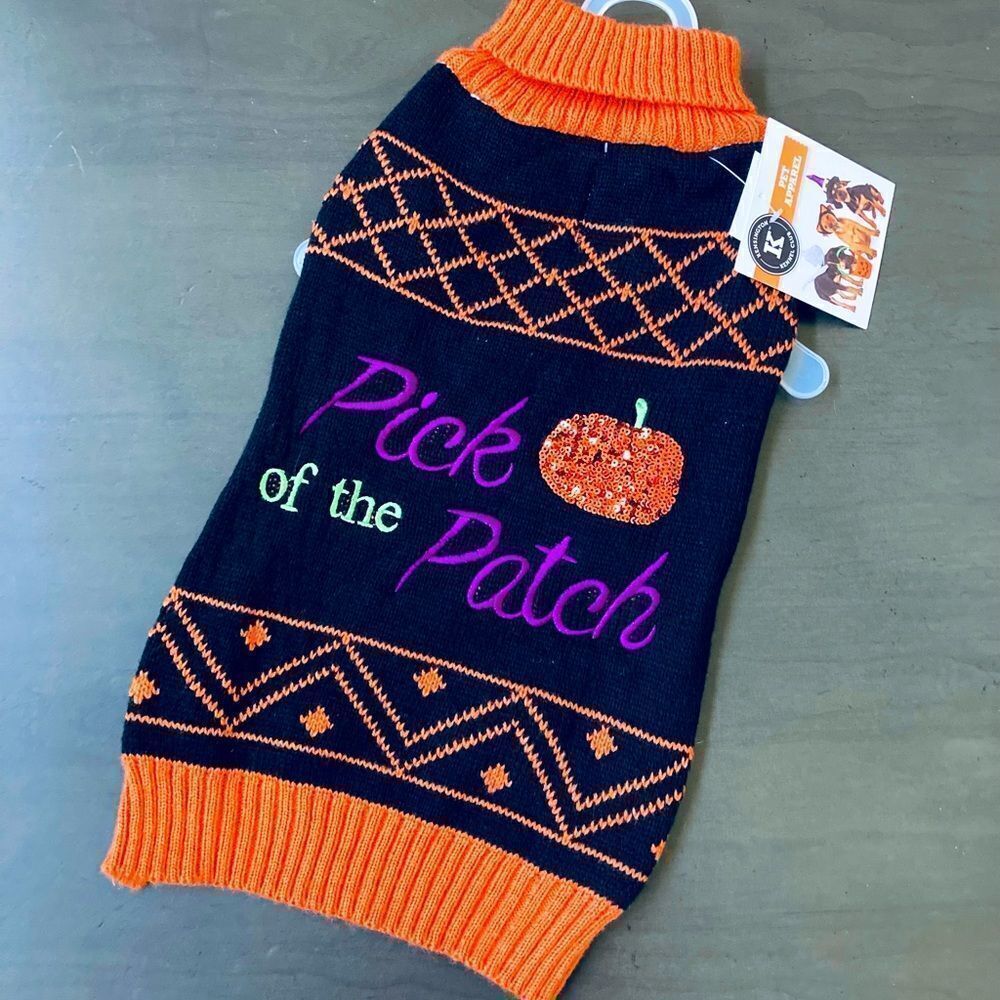 Halloween Pumpkin Dog Pick of the Patch Fall Pet Sweater